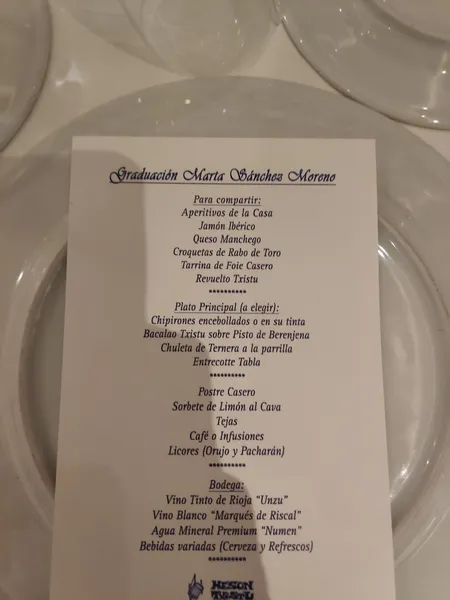 menu 2 of Mesón Txistu