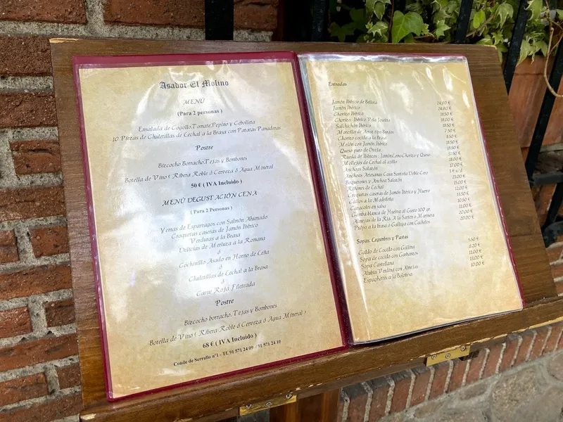 menu 1 of El Molino