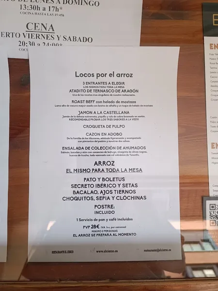 menu 2 of Restaurante El Cierzo