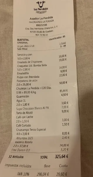 menu 2 of Restaurante Asador La Perdida Alcalá