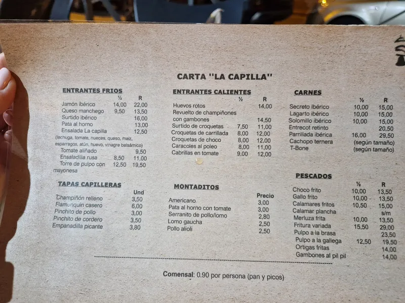 menu 0 of Restaurante Cafe Bar "La Capilla"