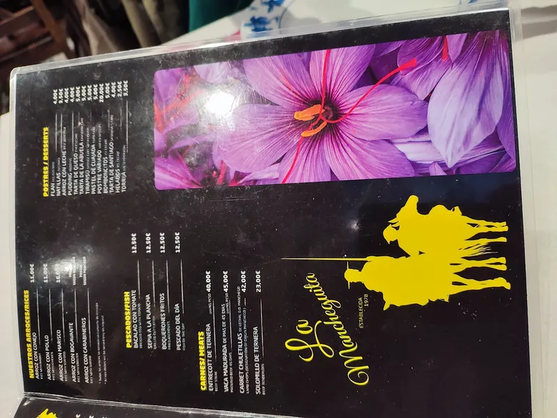 menu 0 of Restaurante La Mancheguita 1978.