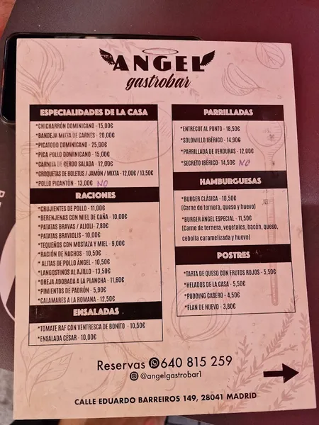 menu 2 of Angel Gastrobar