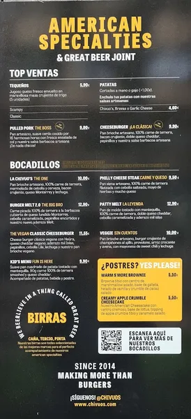 menu 1 of Chivuo's - Poblenou