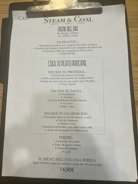 menu 1 of Steam & Coal