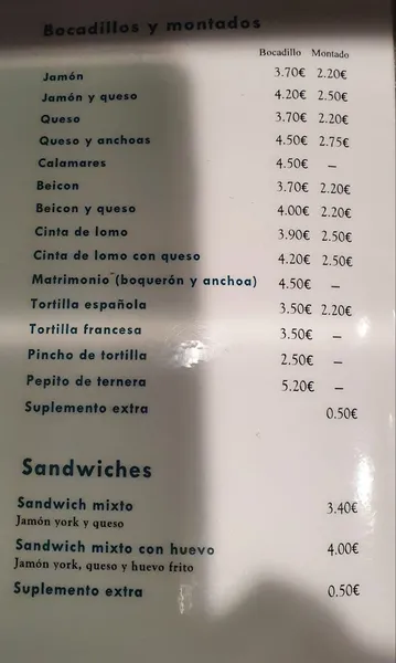 menu 1 of Cervecería Churruca