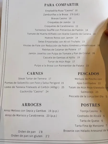 menu 1 of Restaurante Casino - Alcalá de Henares