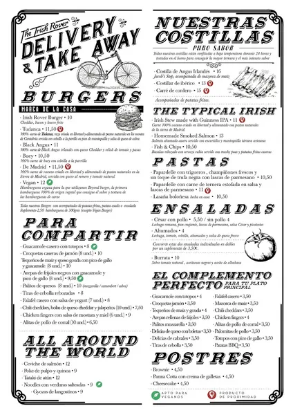menu 2 of The Irish Rover