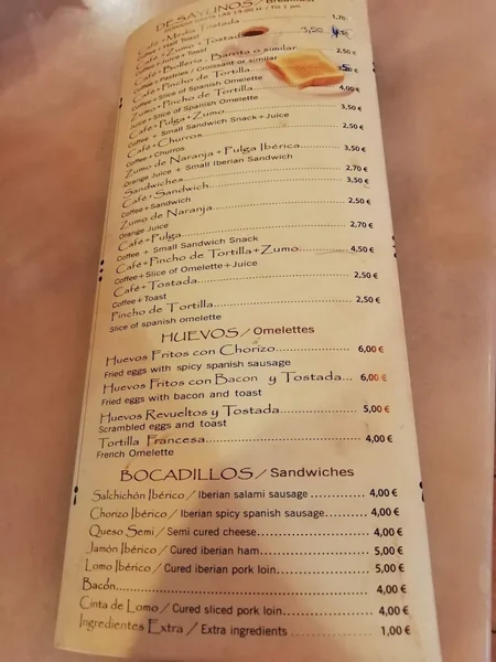 menu 2 of Taberna El Rincón de Sancho