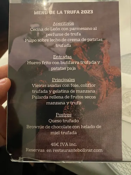 menu 2 of bolivar