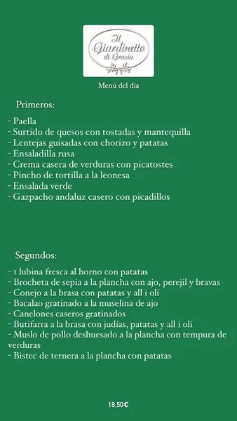 menu 0 of Restaurant Il Giardinetto Di Gracia