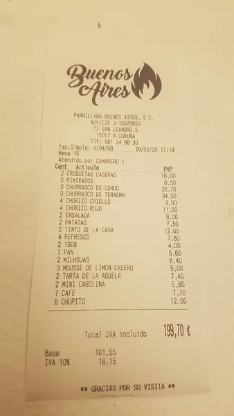 menu 0 of Parrillada Buenos Aires