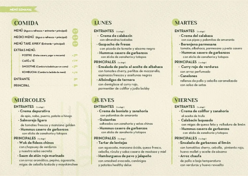 menu 1 of Restaurante Garten True Food - Real Food - Madrid - Comida Sana