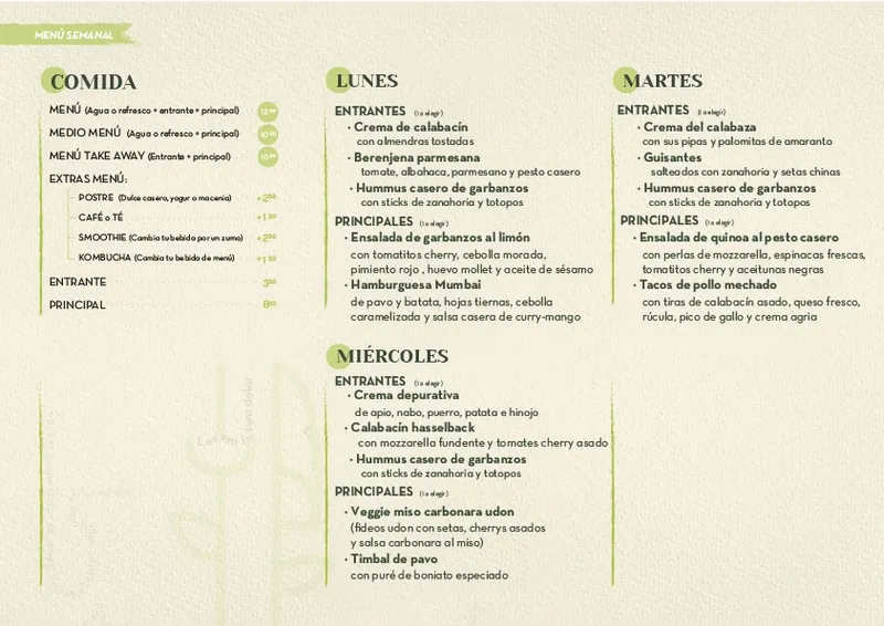 menu 2 of Restaurante Garten True Food - Real Food - Madrid - Comida Sana