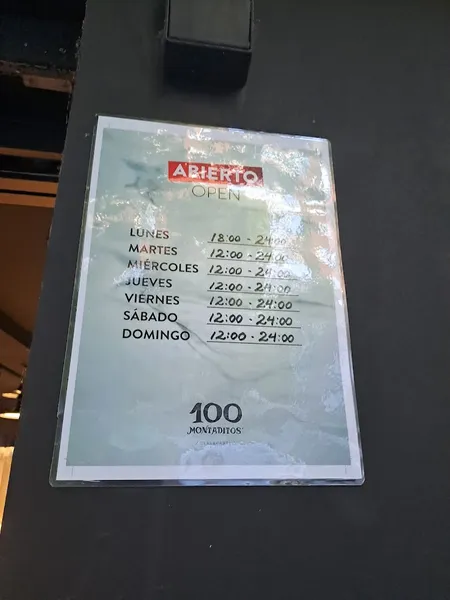 menu 0 of 100 montaditos