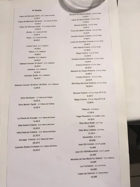 menu 0 of La Scala