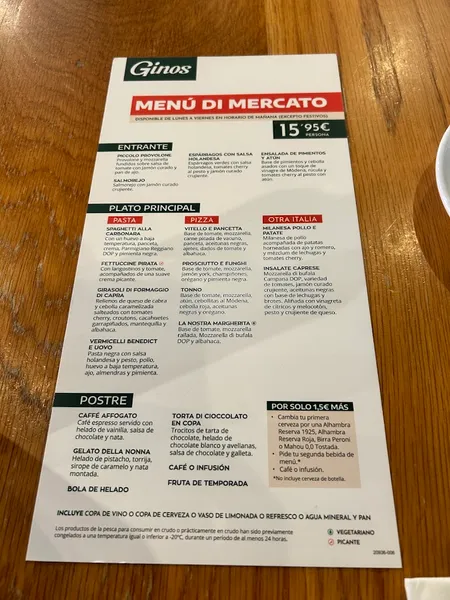 menu 1 of Ginos