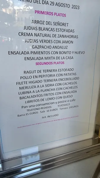 menu 0 of Trébol