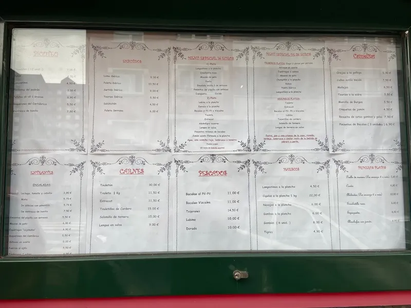 menu 1 of El mesón de Txurdinaga