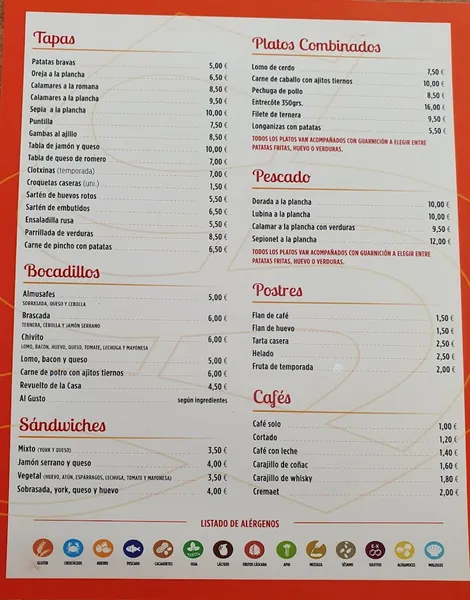menu 0 of Bar restaurante Serrania Campanar