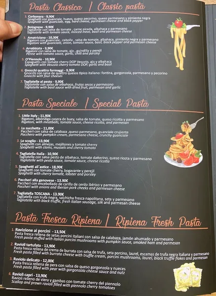 menu 2 of Restaurante Gusto