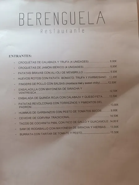 menu 2 of Restaurante Berenguela