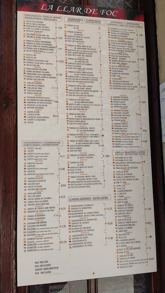 menu 1 of Restaurante La Llar de Foc