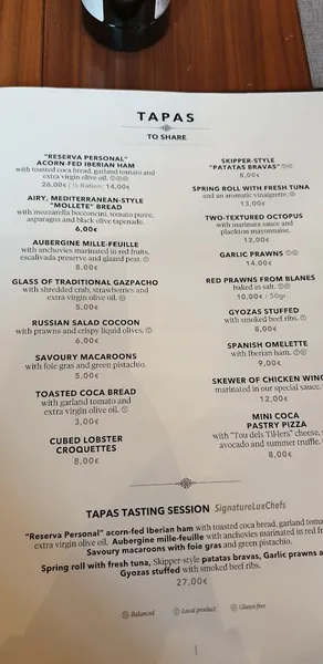menu 1 of Tendiez Barcelona Restaurant & Tapas Bar