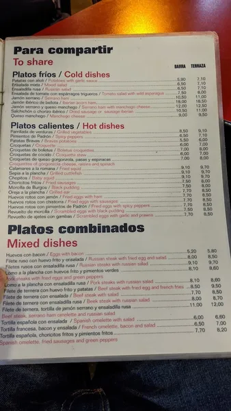 menu 2 of Cafetería Verdoy