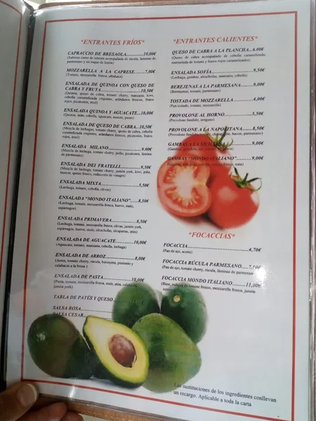 menu 0 of Restaurante Mondo Italiano