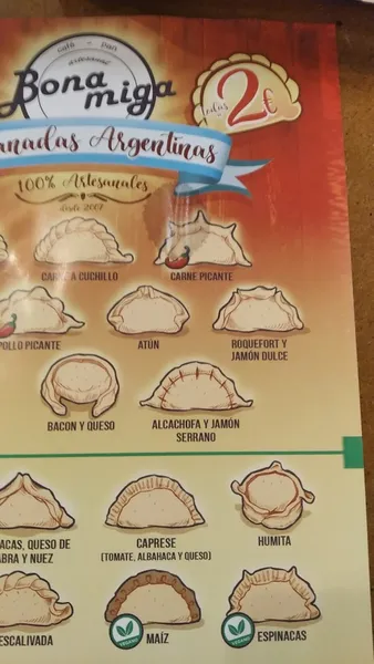 menu 1 of Bona Miga Empanadas Argentinas