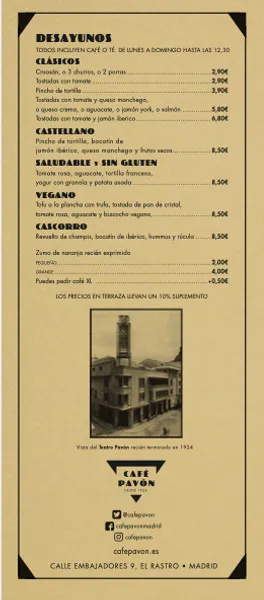 menu 0 of Café Pavón