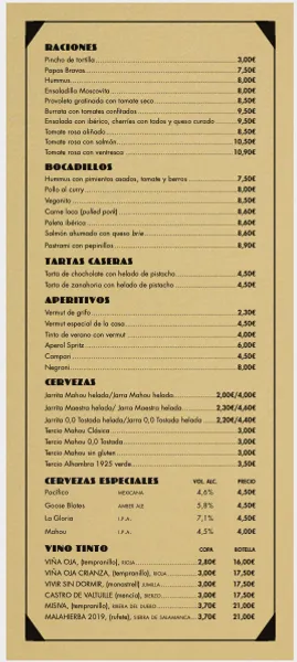 menu 1 of Café Pavón