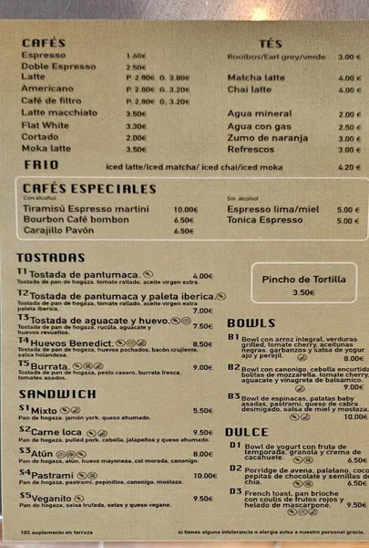 menu 2 of Café Pavón