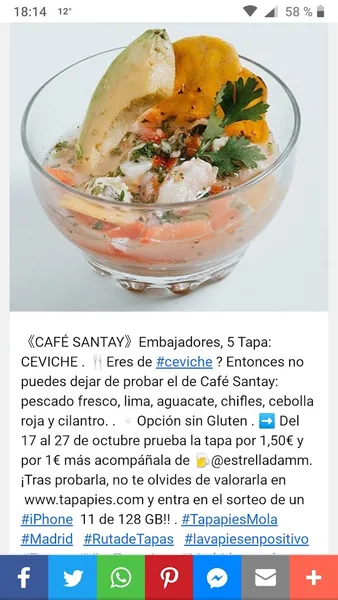 menu 1 of Café Santay