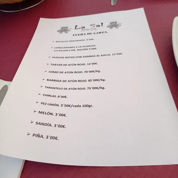 menu 0 of Taberna La Sal