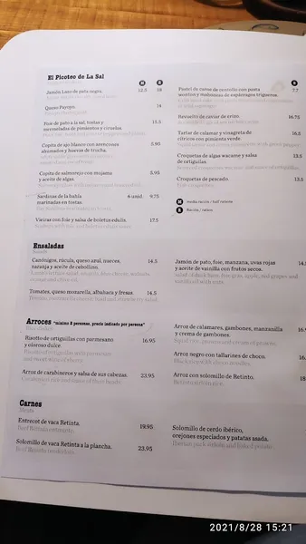 menu 2 of Taberna La Sal