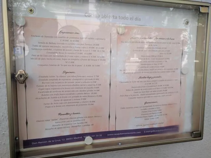menu 1 of Casa Julián Restaurante