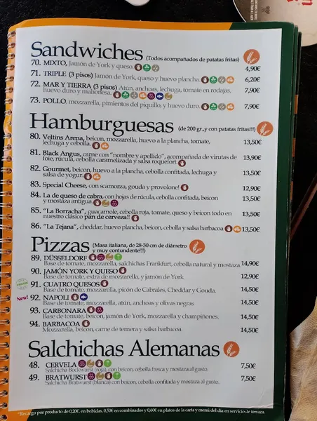 menu 2 of Veltins Arena