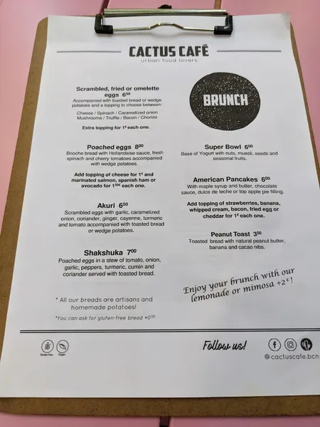 menu 0 of CACTUS CAFÉ