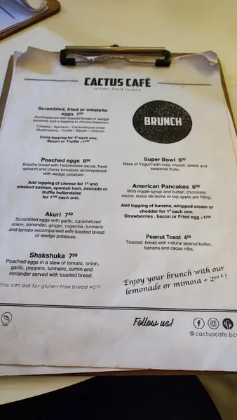 menu 1 of CACTUS CAFÉ