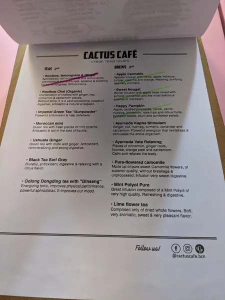 menu 2 of CACTUS CAFÉ