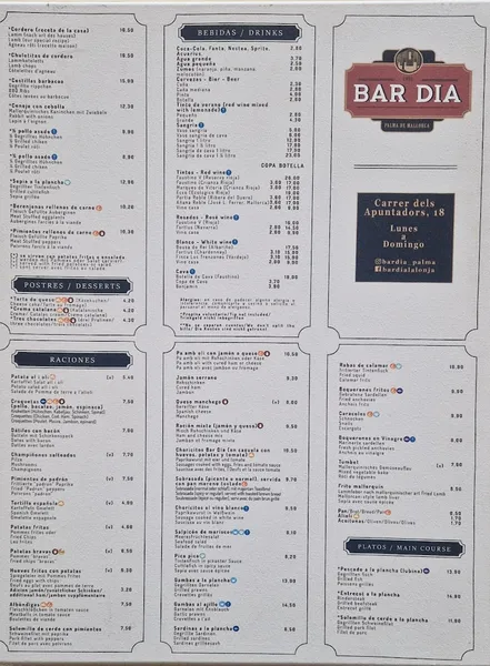menu 1 of Bar Dia