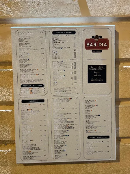 menu 2 of Bar Dia