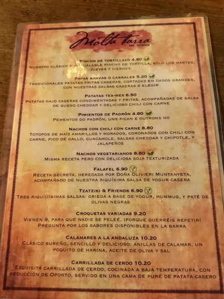 menu 1 of Moltabarra