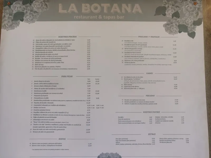 menu 2 of La Botana