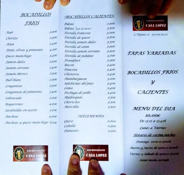 menu 0 of Casa López