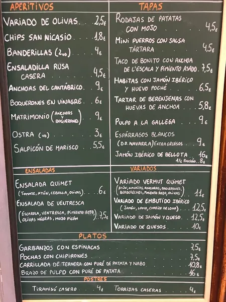 menu 0 of Bar Bodega Quimet