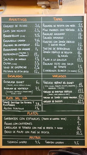 menu 1 of Bar Bodega Quimet