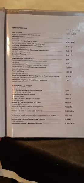menu 0 of Restaurant Envalira